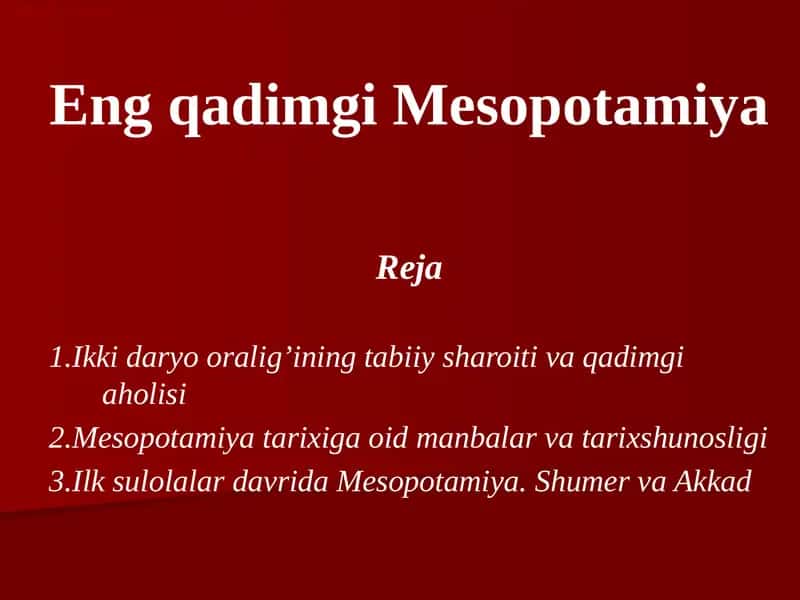 Eng qadimgi Mesopotamiya 1