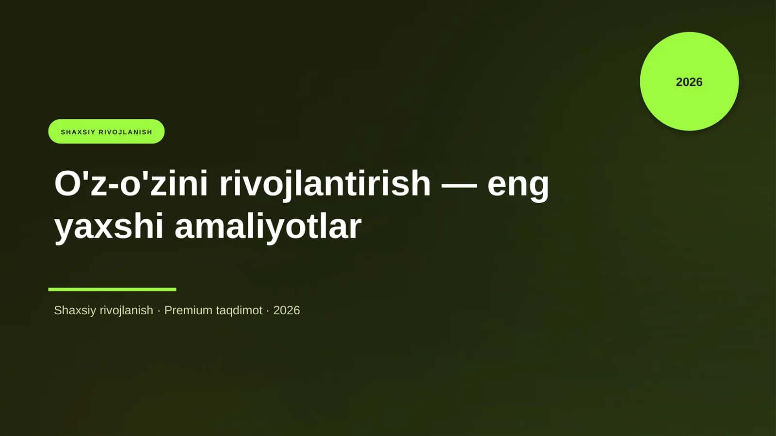 O'z-o'zini rivojlantirish — eng yaxshi amaliyotlar 1