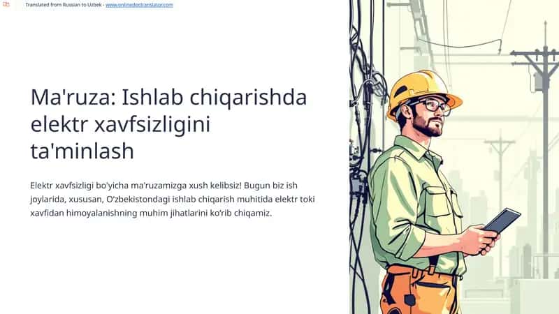 Elektr xavfsizligi bo'yicha ma'ruza 1