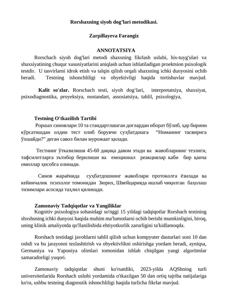 Rorshaxning siyoh dog’lari metodikasi 1