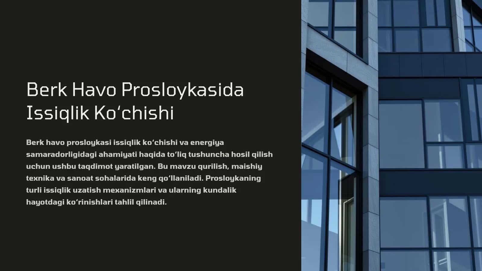 Berk Havo Prosloykasida Issiqlik Ko‘chishi 1