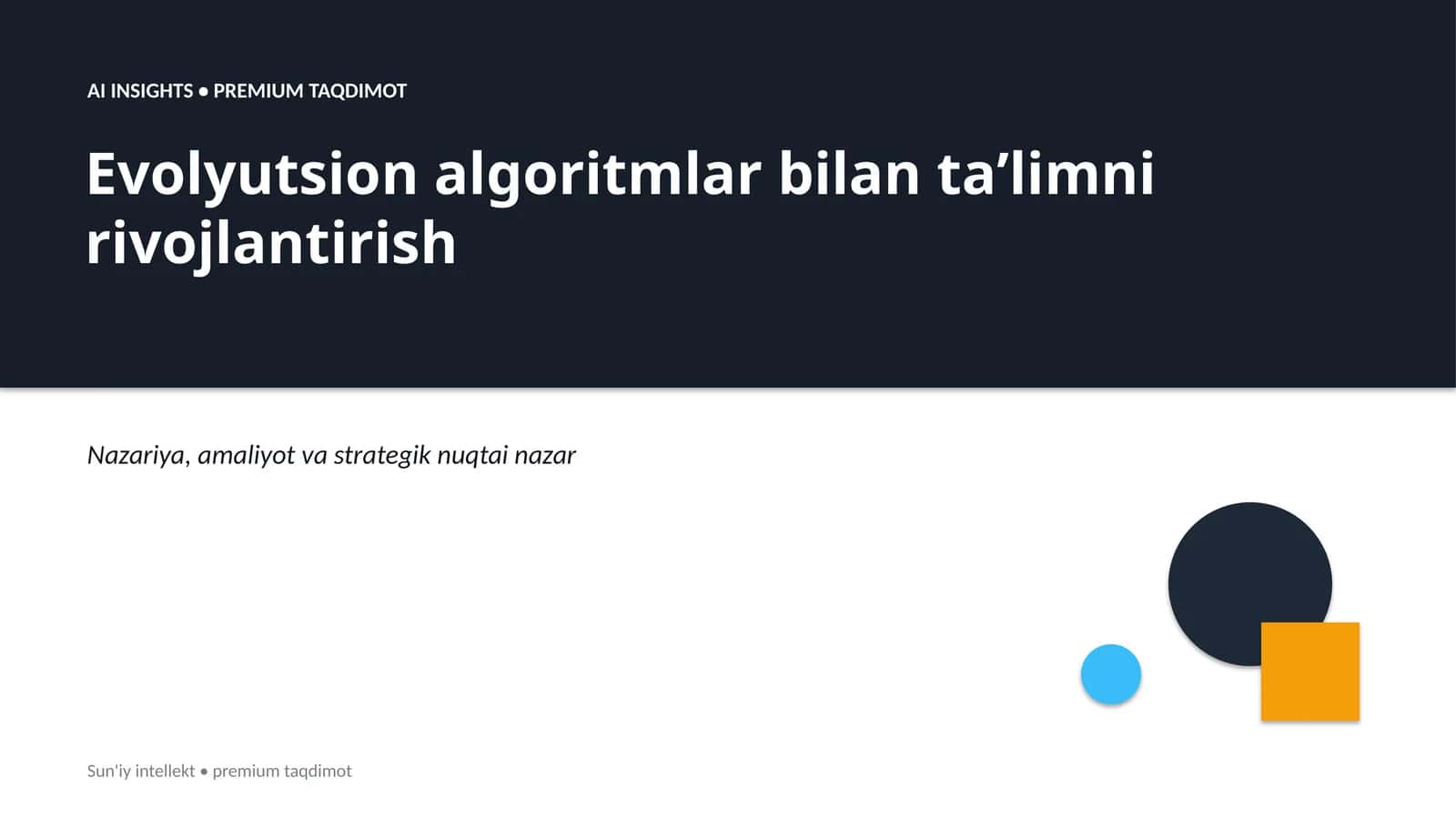 Evolyutsion algoritmlar bilan taʼlimni rivojlantirish 1