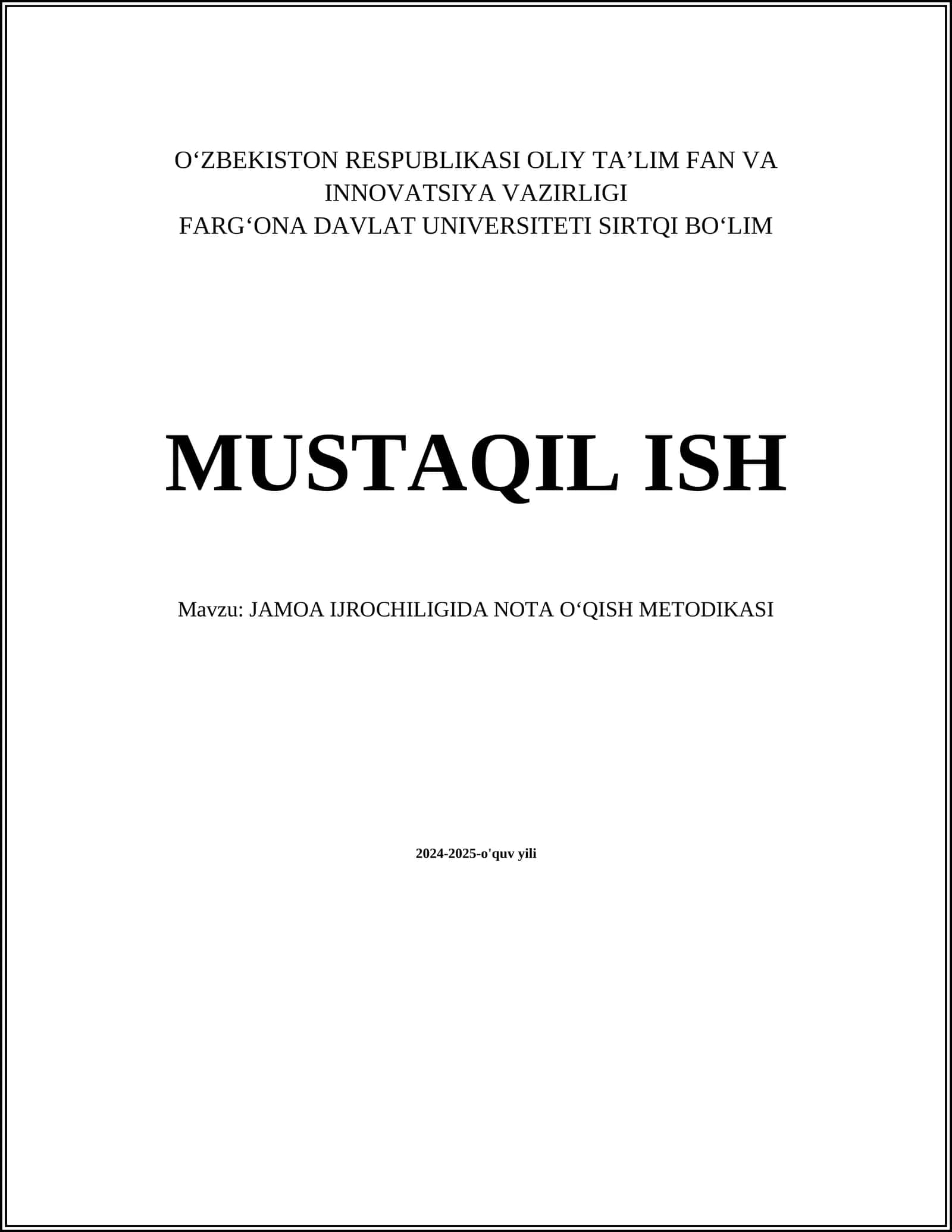 JAMOA IJROCHILIGIDA NOTA OʻQISH METODIKASI 1