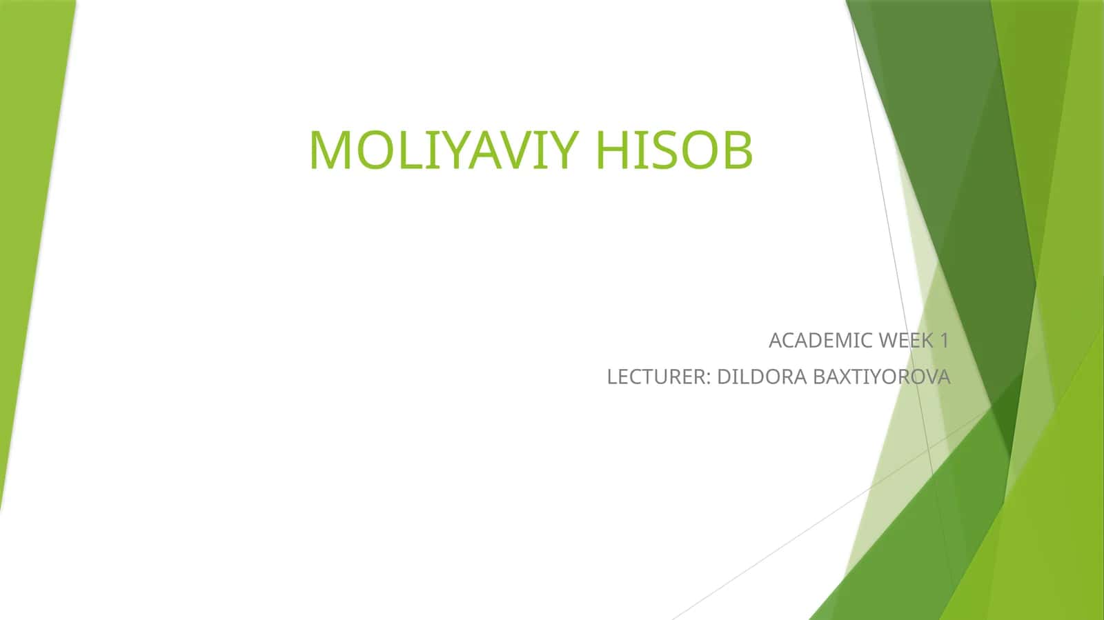 Moliyaviy Hisob 1