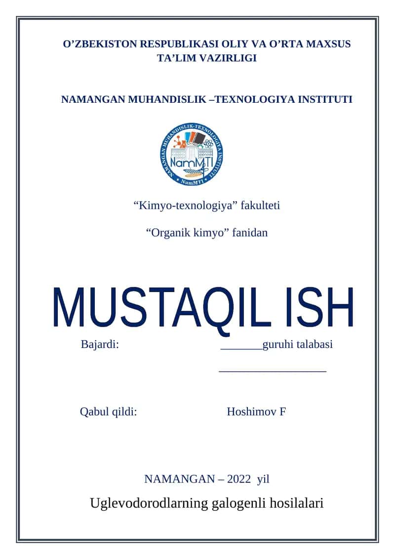 Uglevodorodlarning galogenli hosilalari 1