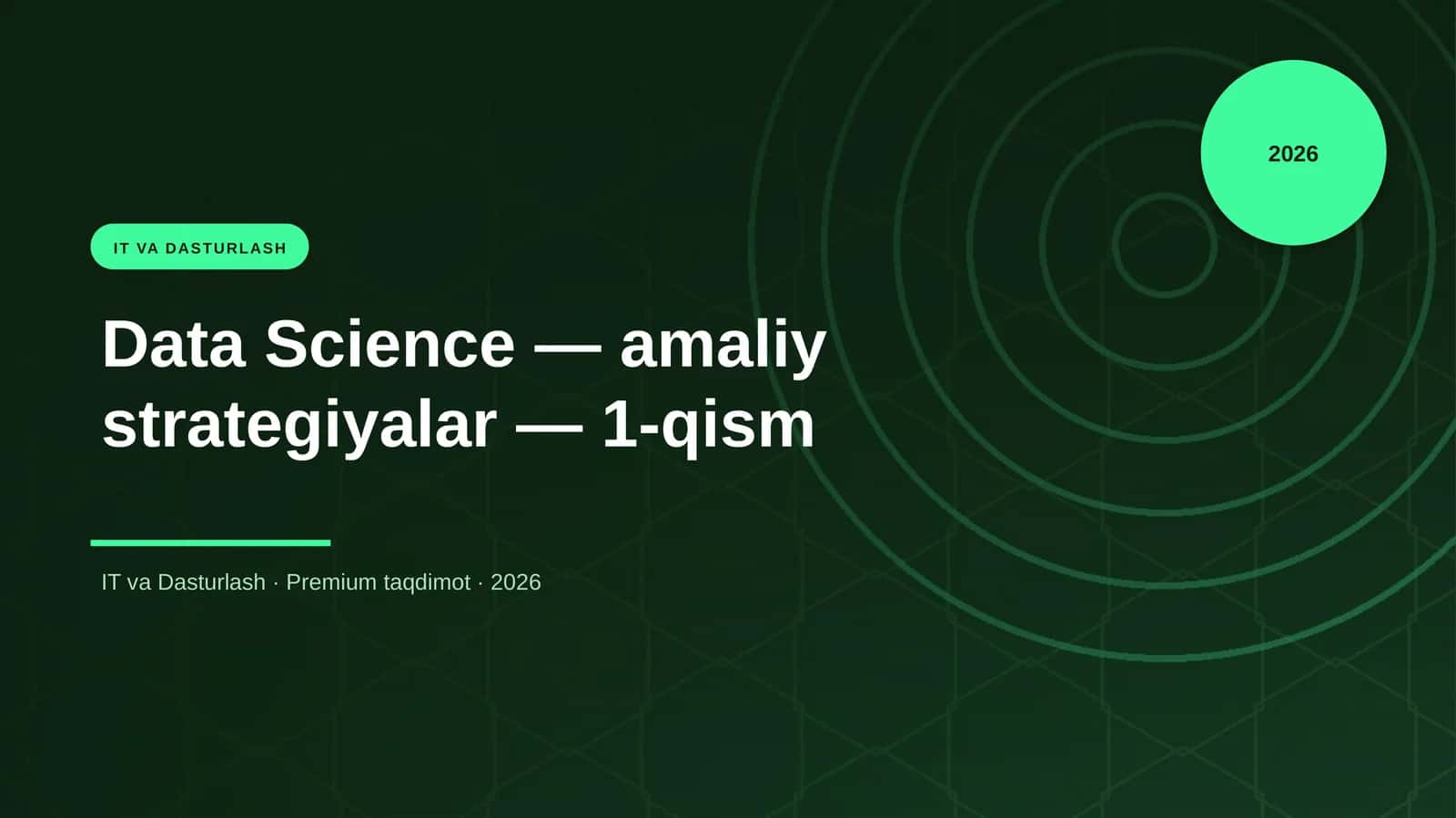 Data Science — amaliy strategiyalar — 1-qism 1