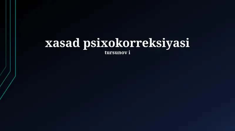 Psixologik To'g'irlash Usullari 1