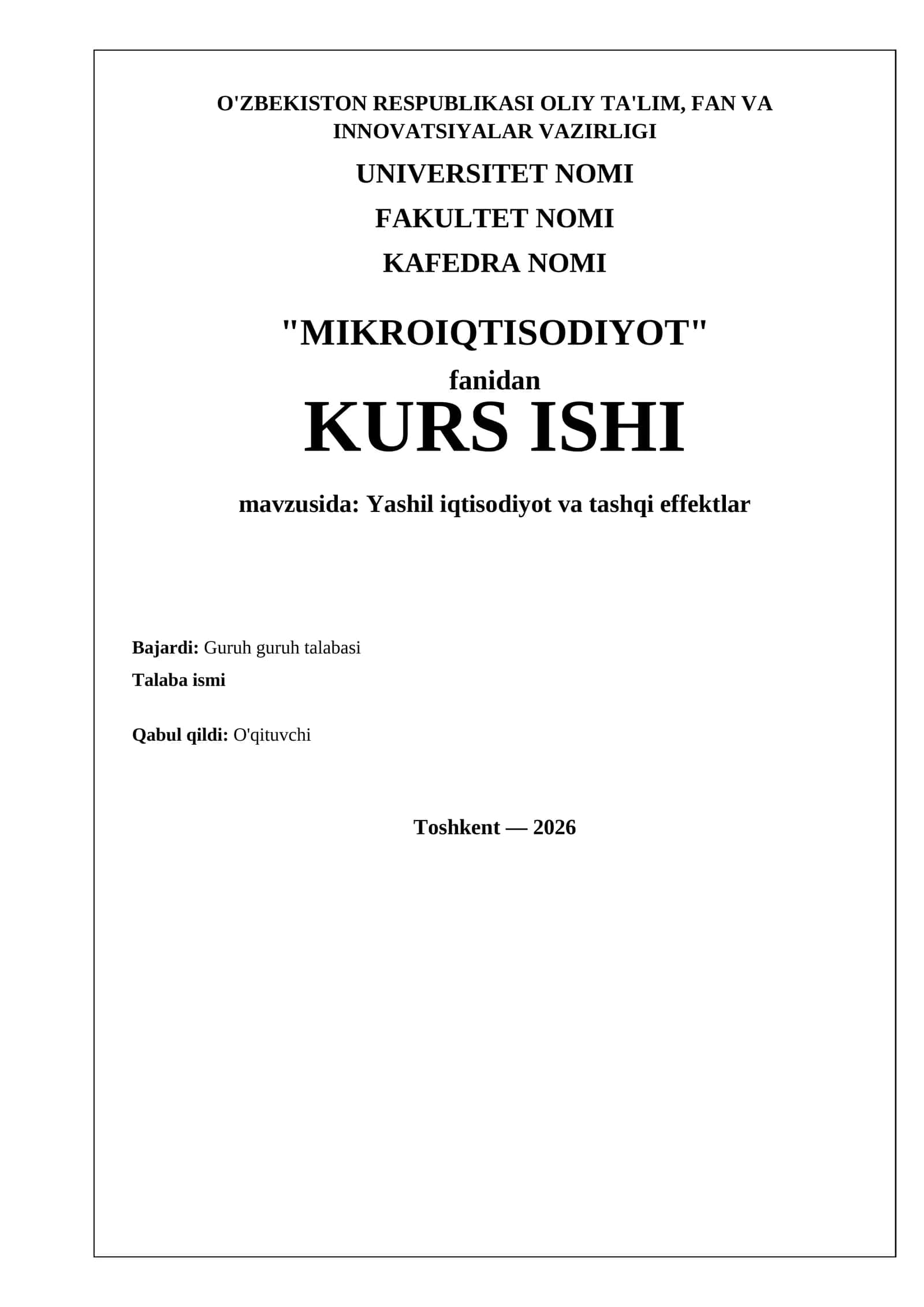Yashil iqtisodiyot va tashqi effektlar 1