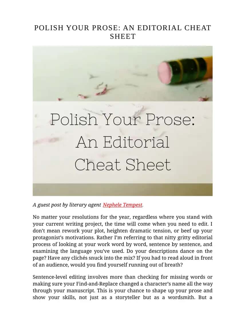 Polish Your Prose: An Editorial Cheat Sheet 1
