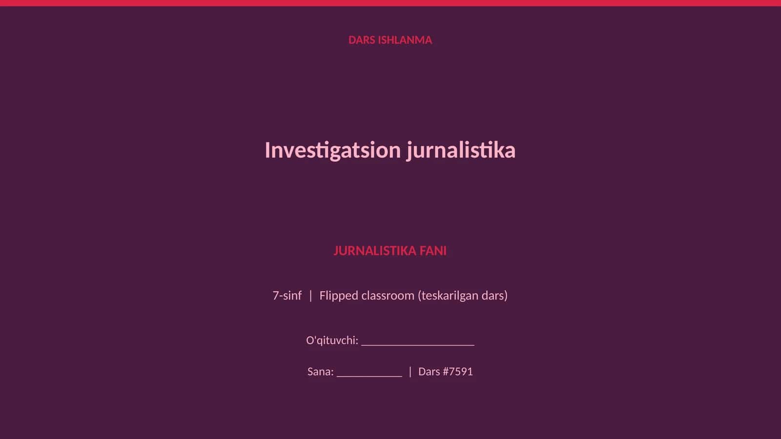 Investigatsion jurnalistika 1