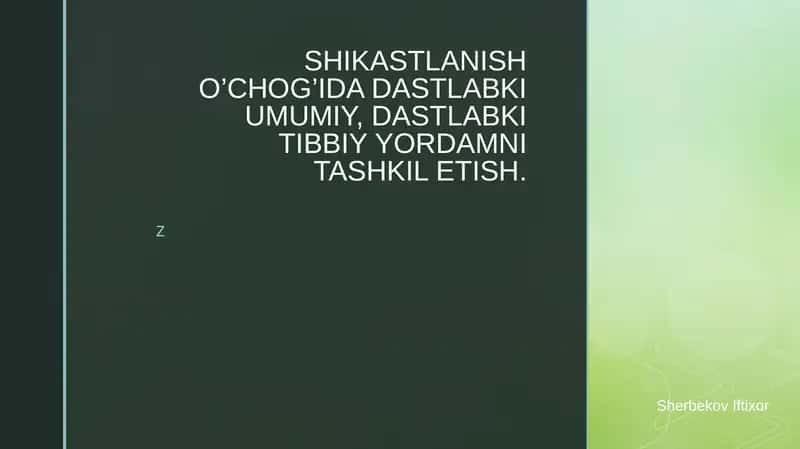 Birinchi Tibbiy Yo'rdamni Ko'rsatish 1