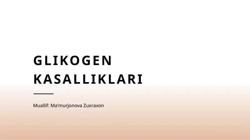 Glikogen kasalliklari 1
