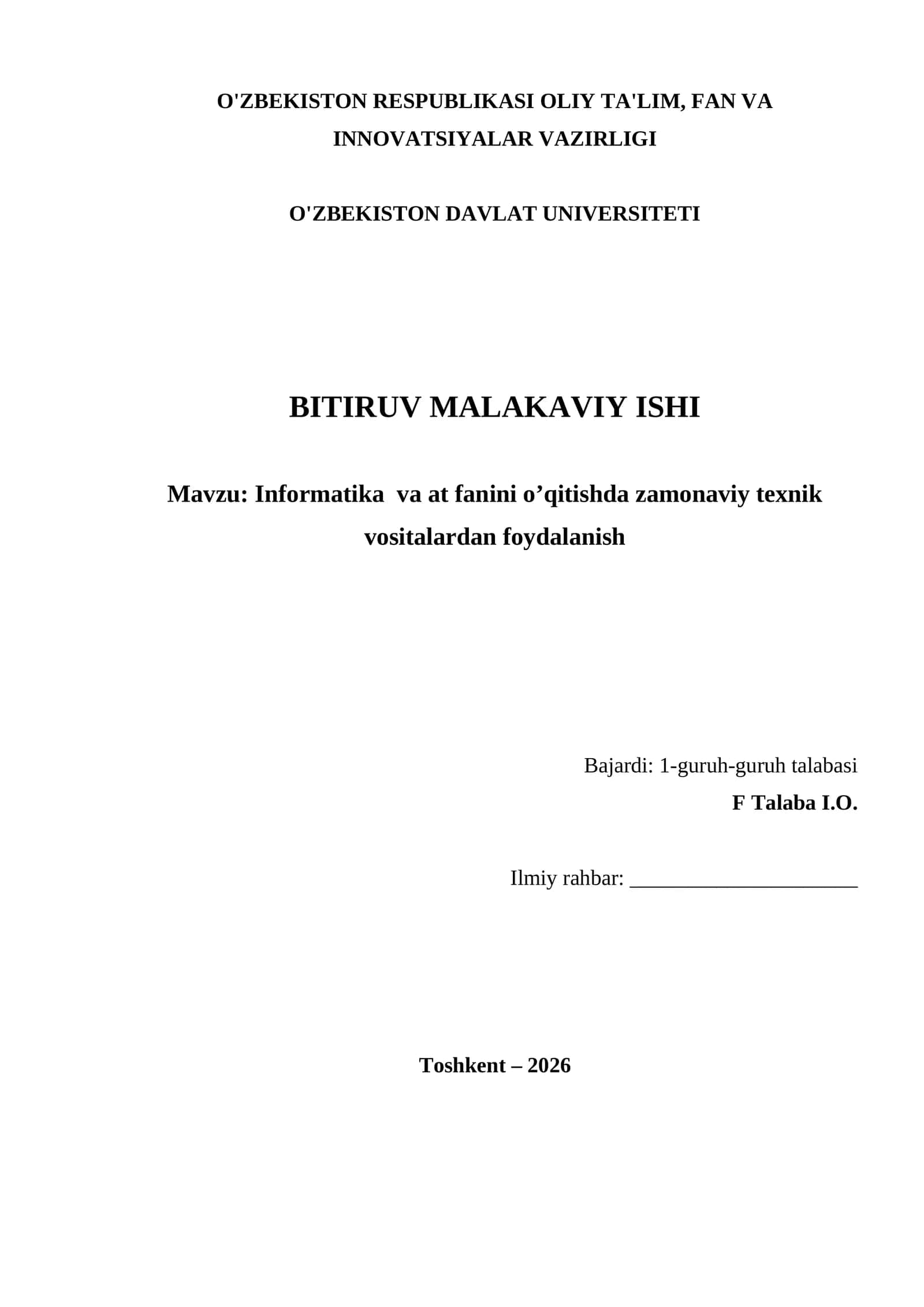 Informatika va at fanini o’qitishda zamonaviy texnik vositalardan foydalanish 1