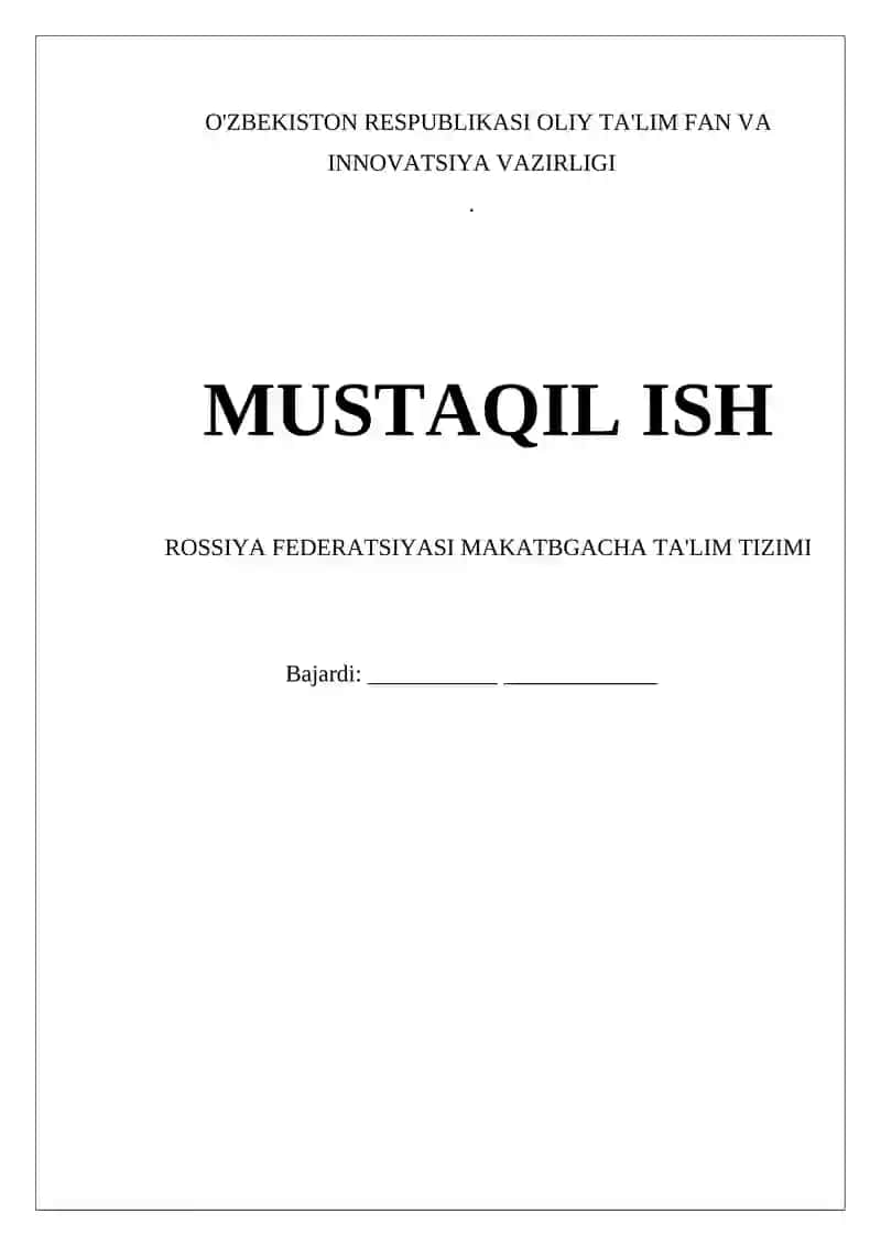 Rossiya Federatsiyasi Maktabgacha Ta'lim Tizimi
