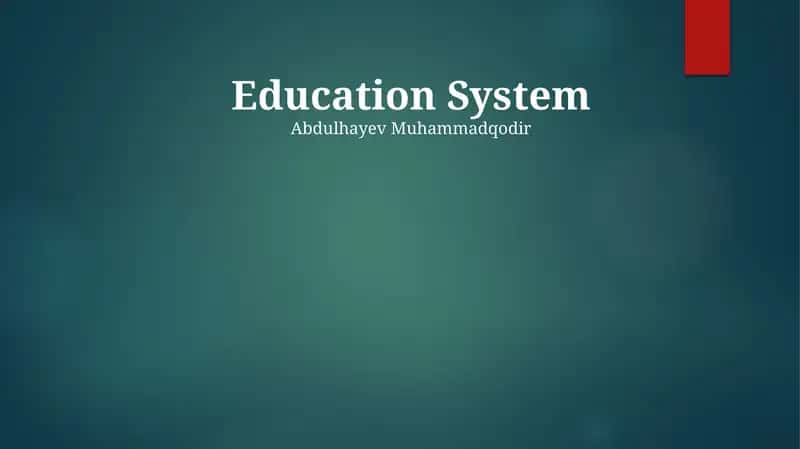 Education System 1