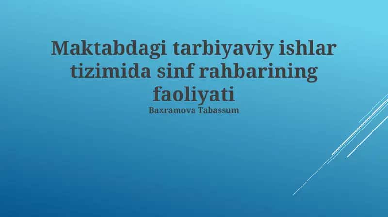 Sinf O'qituvchisi faoliyati 1