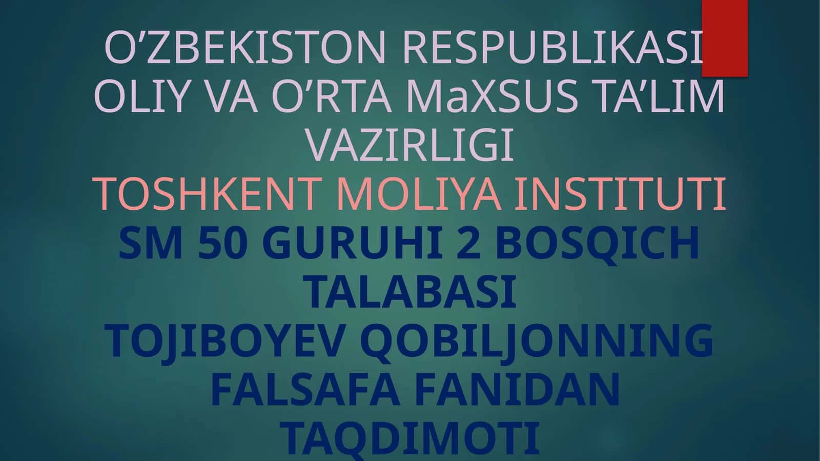 "O`ZBEKISTONDAGI ILK O`RTA ASRLAR FALSAFASI" 1