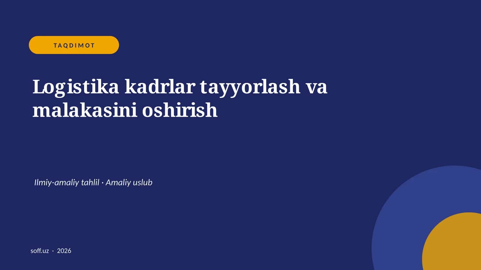 Logistika kadrlar tayyorlash va malakasini oshirish 1