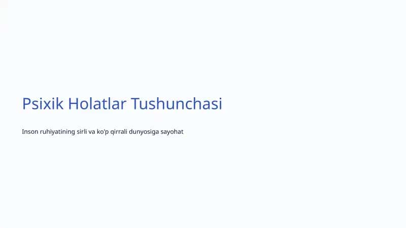 Psixik Holatlar Tushunchasi 1