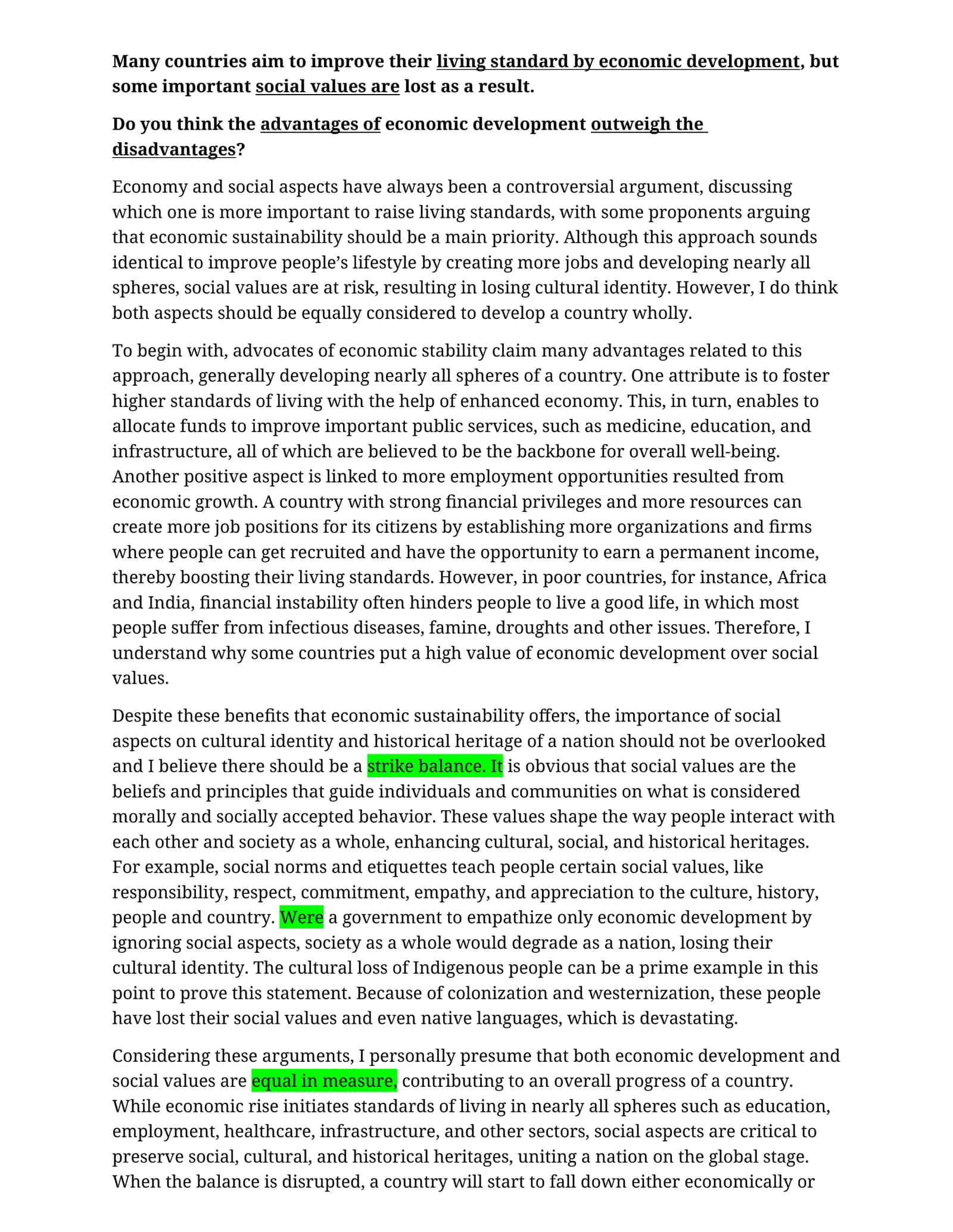Economy and Social Aspects 1