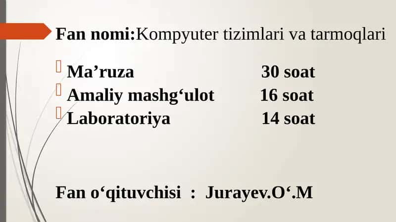 Kompyutertizimlari va tarmoqlar 1