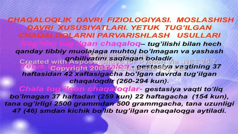 Chaqaloqlik Davri Fiziologiyasi 1