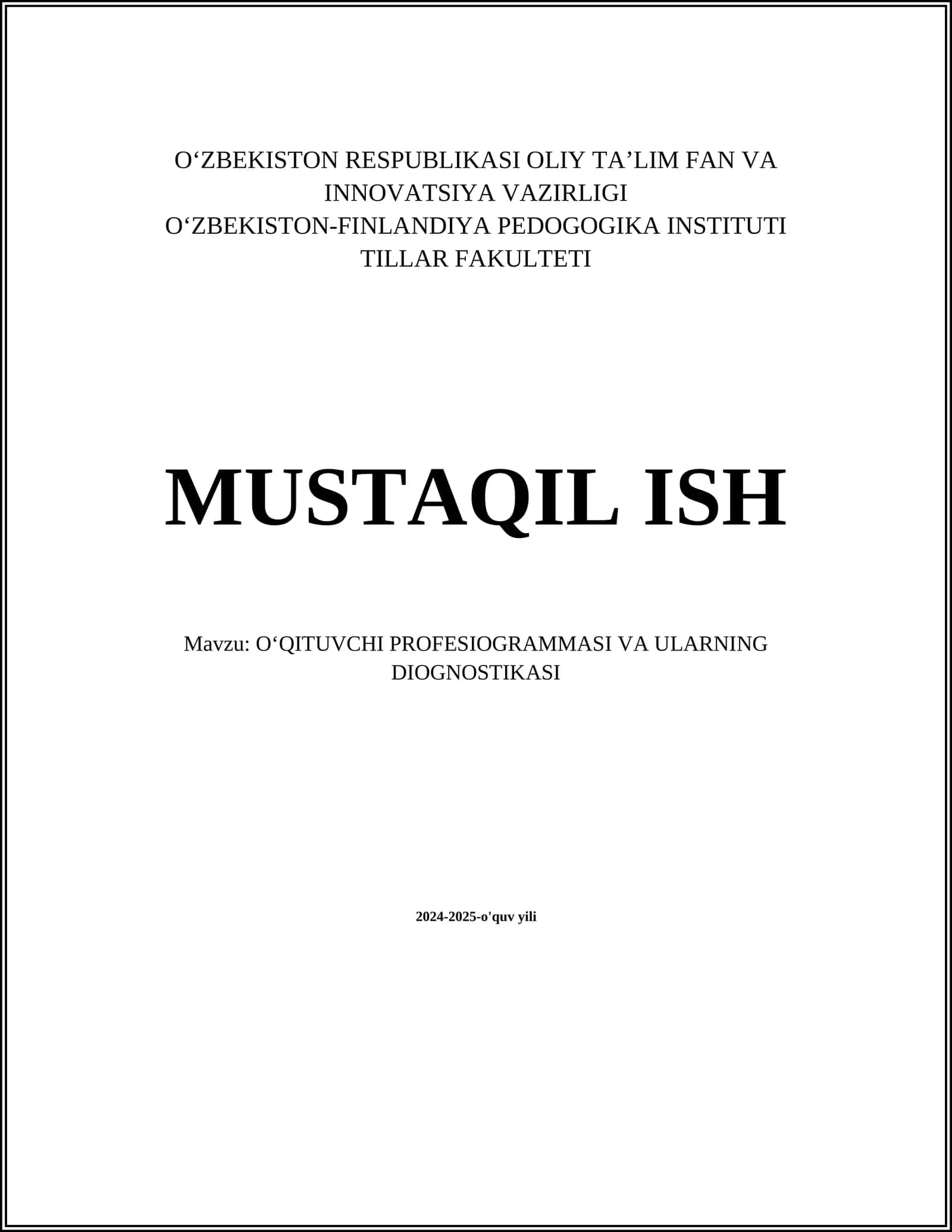 OʻQITUVCHI PROFESIOGRAMMASI VA ULARNING DIOGNOSTIKASI 1