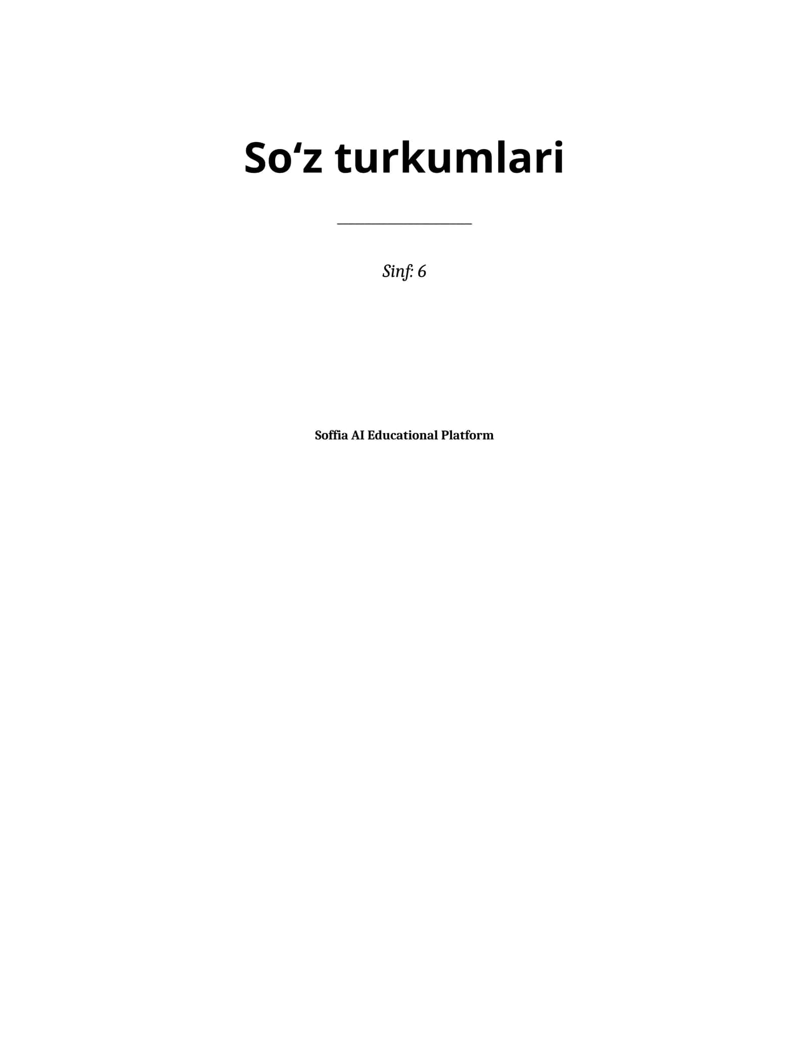 Lesson on Soʻz turkumlari 1