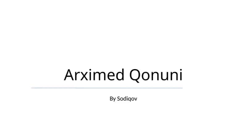Arximed Qonuni 1