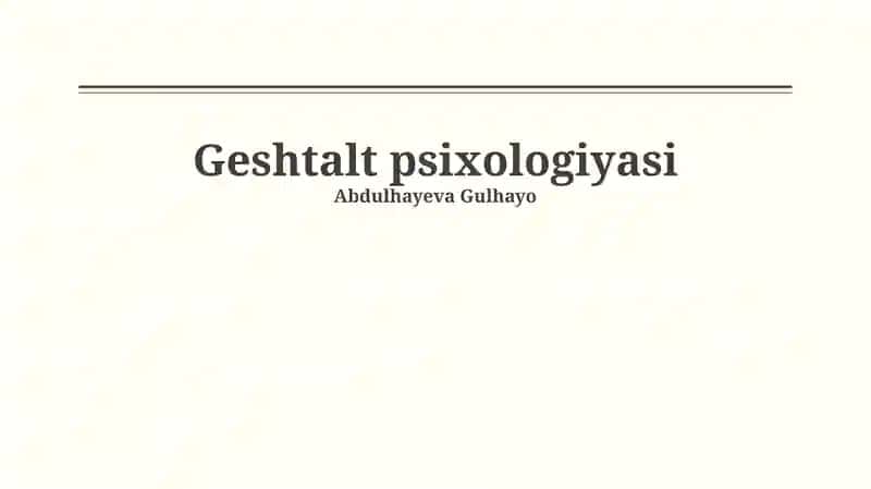 Gestalt psixologiyasi