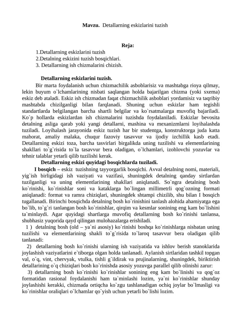 Detallarning eskizlarini tuzish 1