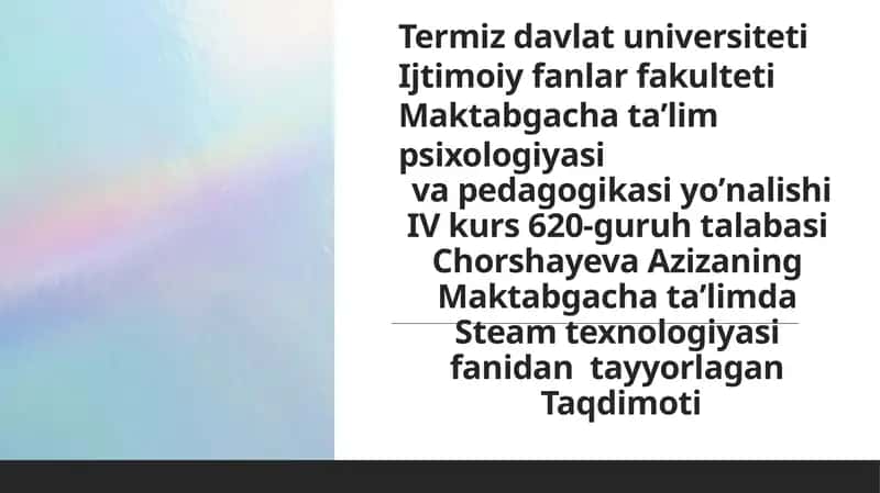 Maktabgacha taʼlimda Steam texnologiyasi 1