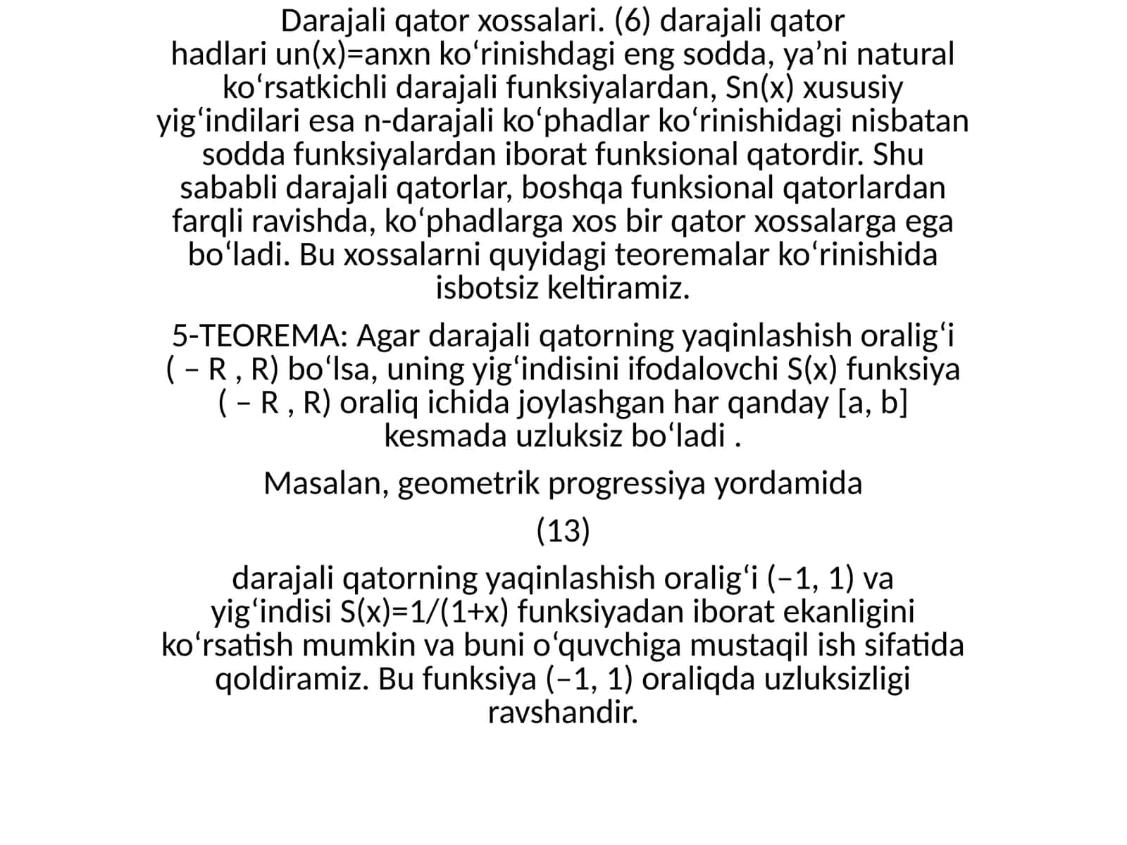 Darajali qator xossalari 1