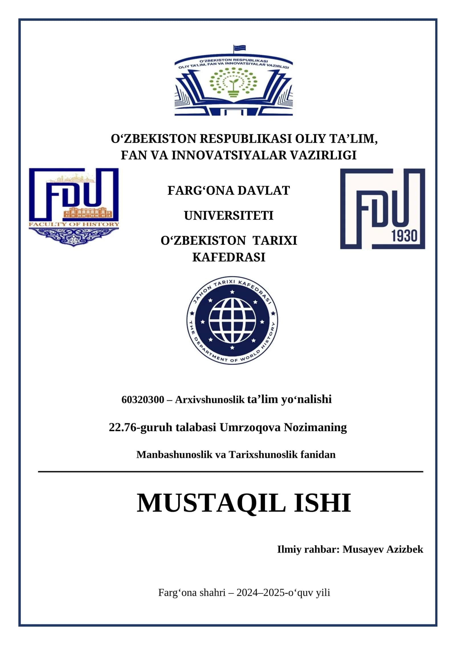 Tarixiy manbalar va ularning asosiy turlari 1