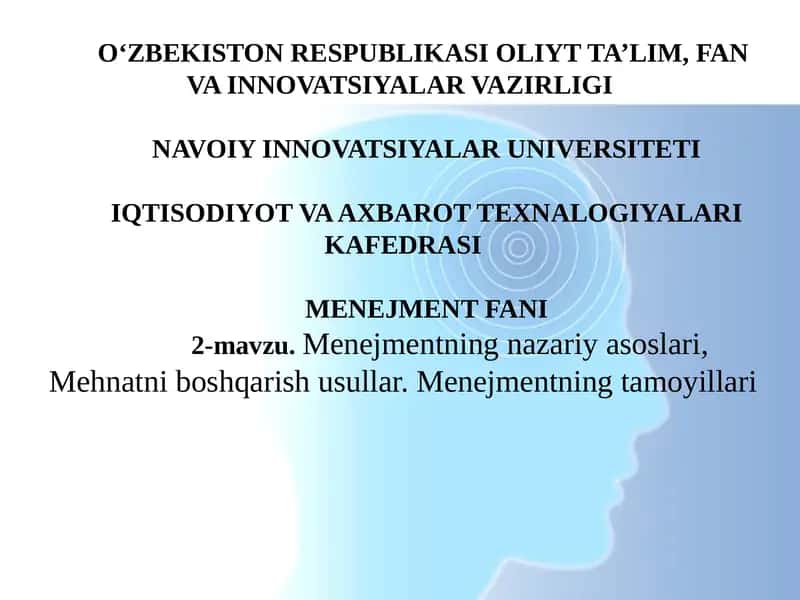 Menejmentning nazariyasoslari 1