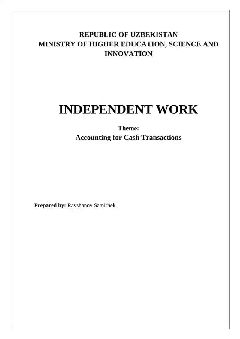 Accounting for Cash Transactions