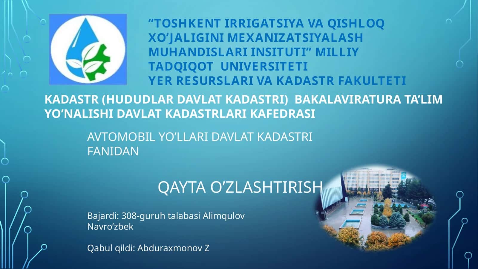 AVTOMOBIL YO'LLARI DAVLAT KADASTRI 1