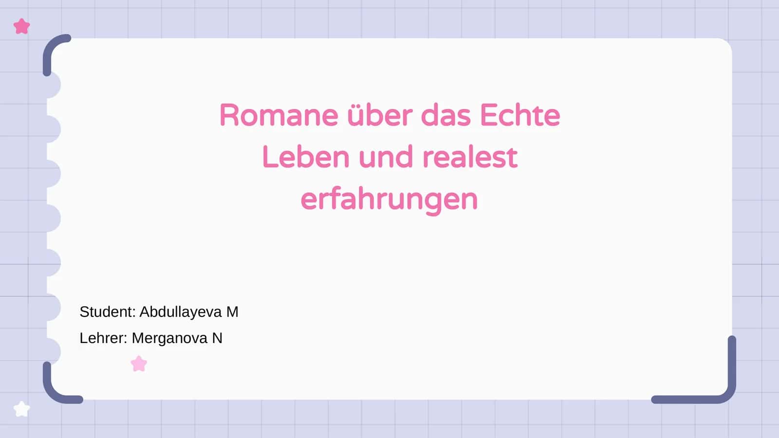 Romane über das echte Leben 1
