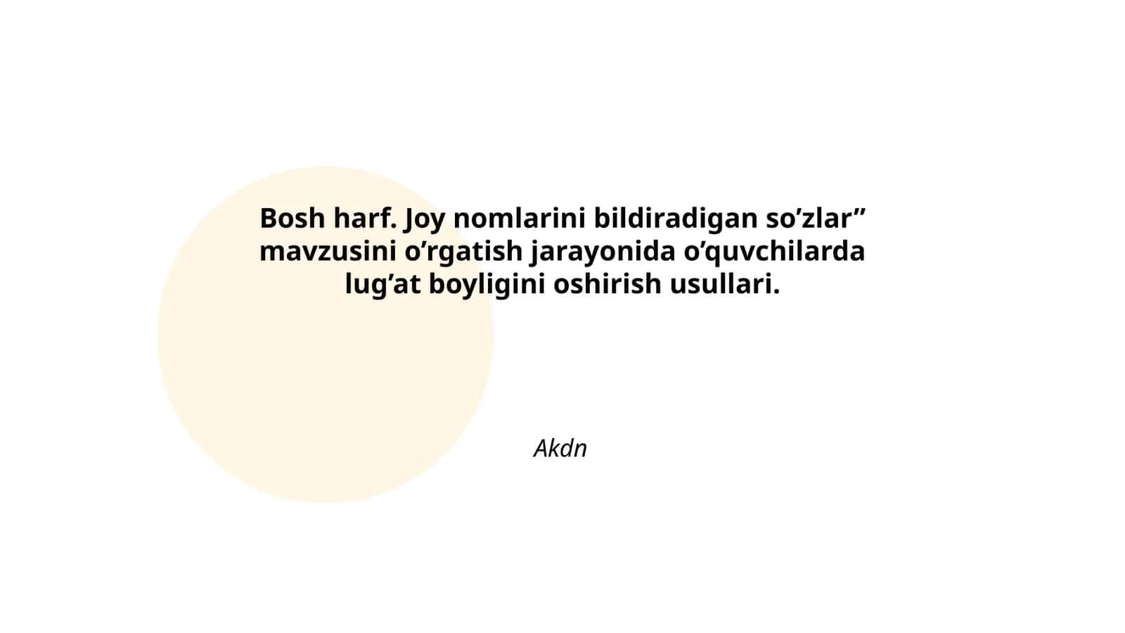 Bosh harf. Joy nomlarini bildiradigan so’zlar 1