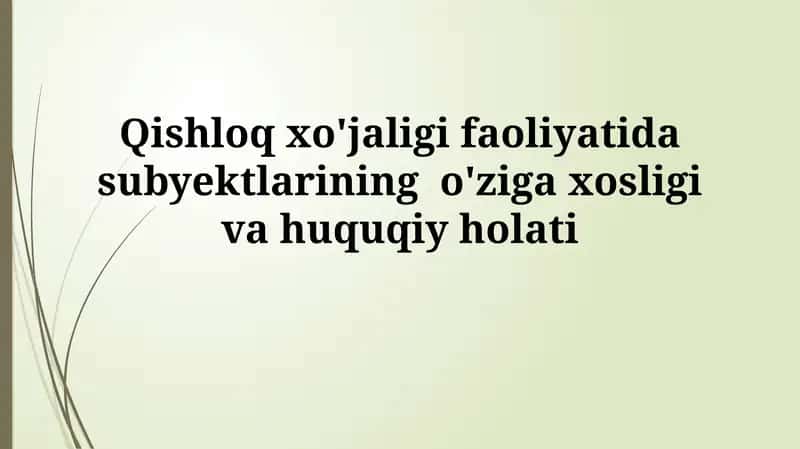 Qishloq xo'jaligi sub'ektlari 1