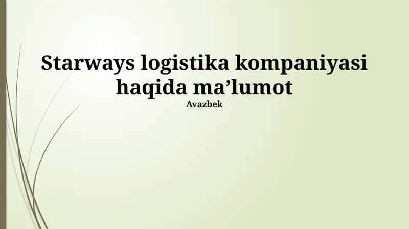 Starways Logistika Kompaniyasi 1