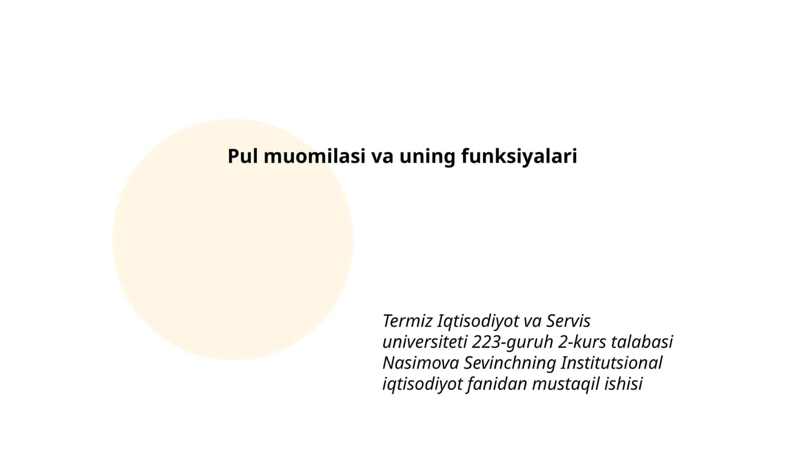 Pul muomilasi va uning funksiyalari 1