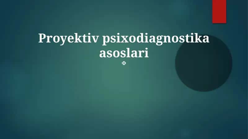 Proyektiv psixodiagnostika asoslari 1