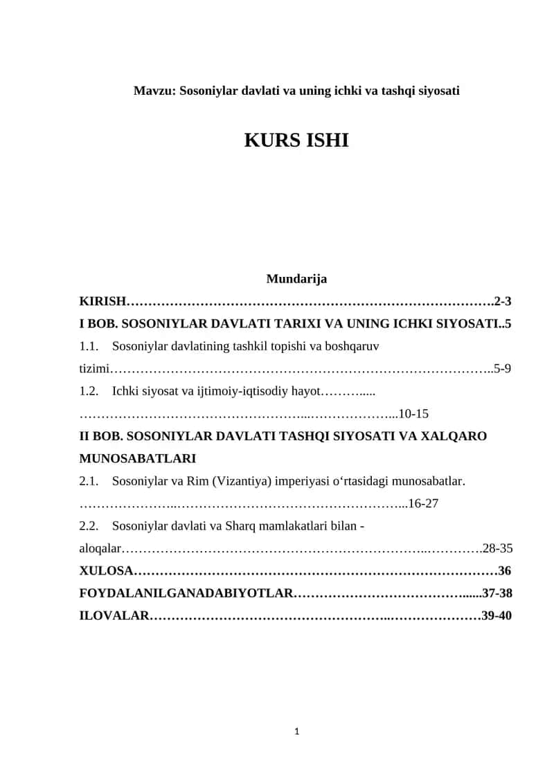 Sosoniylar davlati va uning ichki va tashqi siyosati 1
