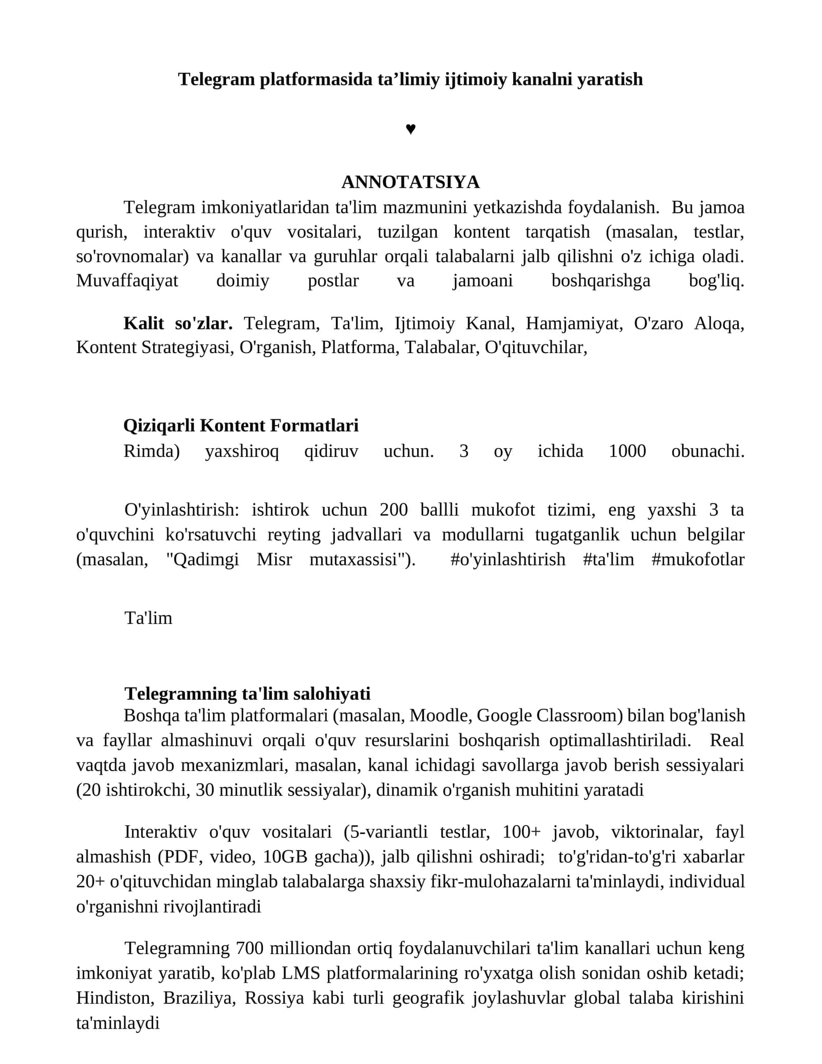 Telegram platformasida taʼlimiy ijtimoiy kanalni yaratish 1