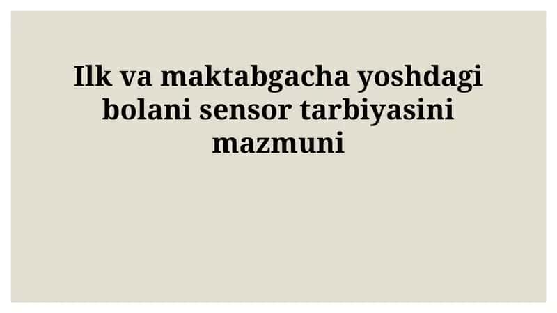 Sezgi Tarbiyasi 1