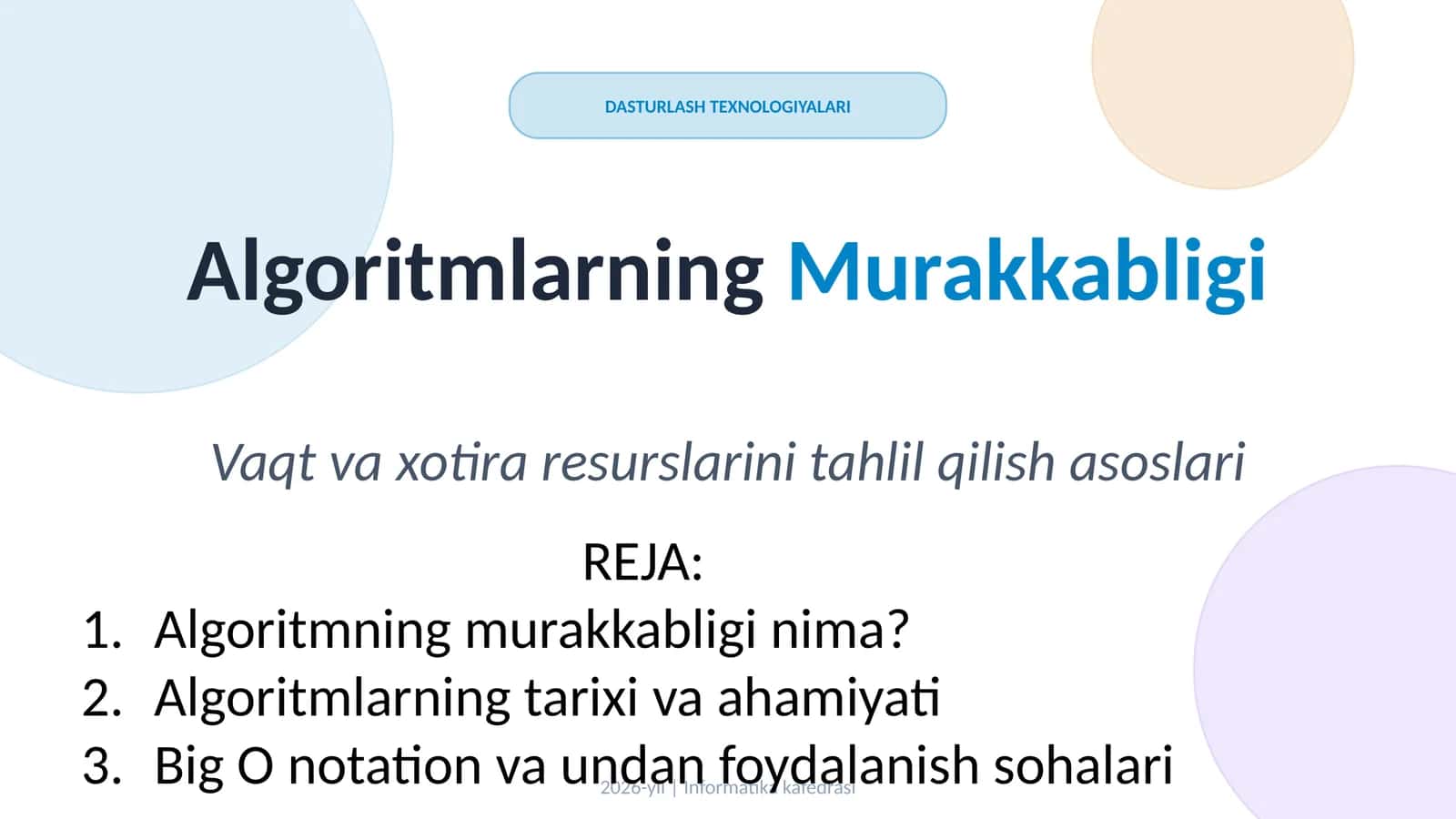 Algoritmlarning Murakkabligi 1
