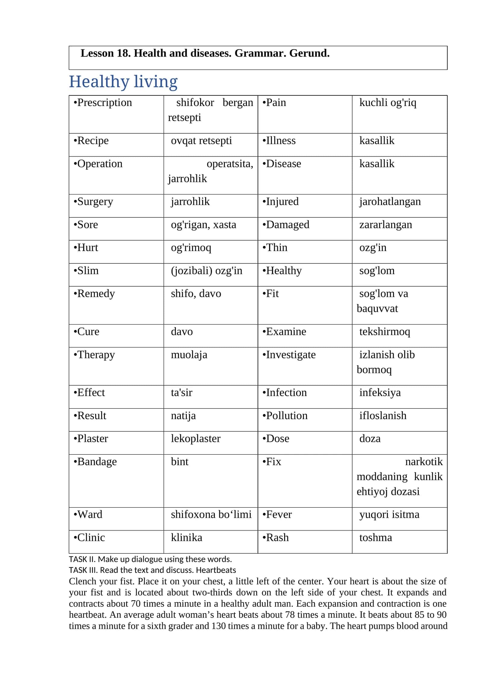 Lesson 18. Health and diseases. Grammar. Gerund 1