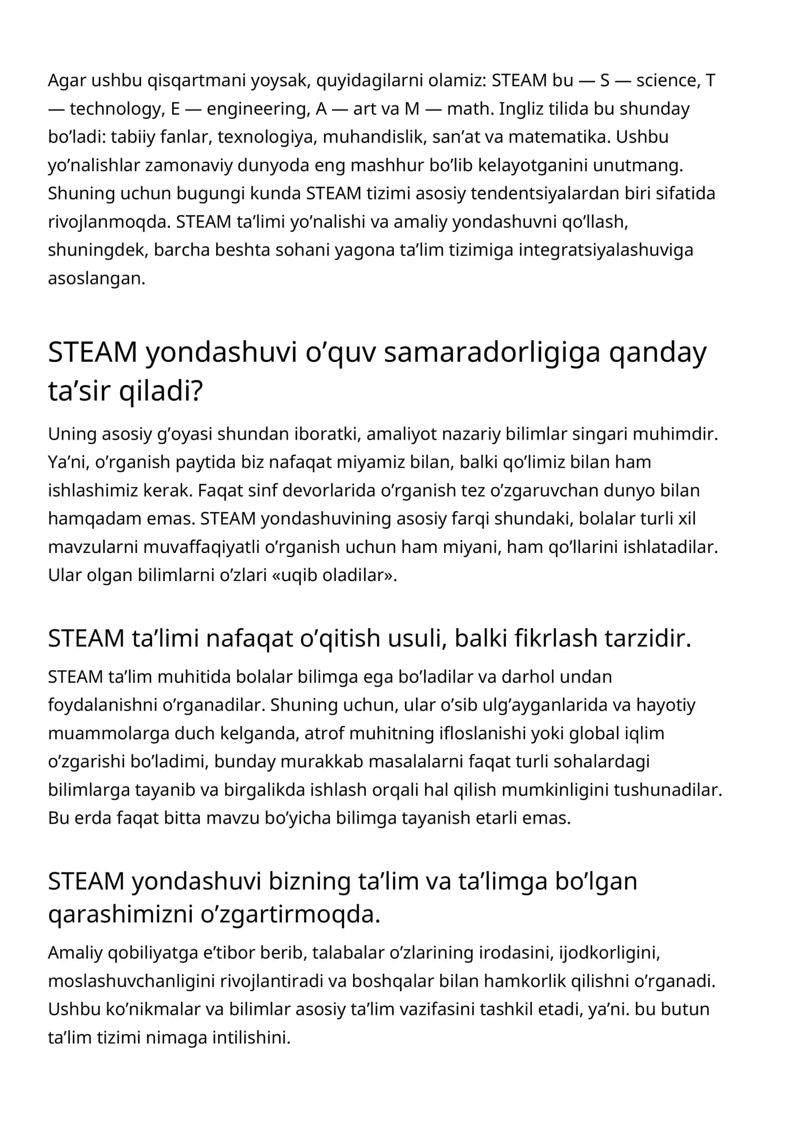 STEAM Ta'limi 1