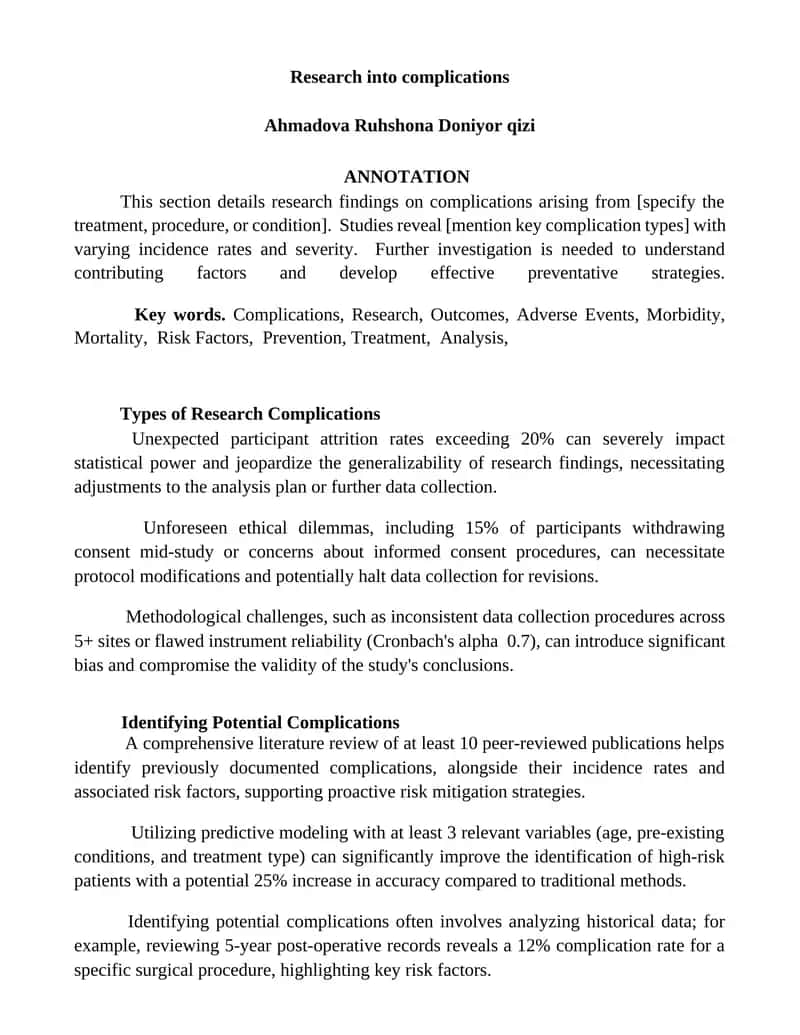 Research into complications 1